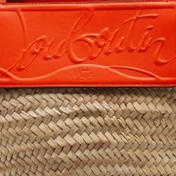 Christian Louboutin Orange/Beige Woven Raffia Loubishore Basket Bag