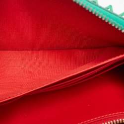 Christian Louboutin Green Leather Spike Studded Zip Continental Wallet