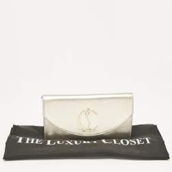 Christian Louboutin Gold Leather Loubi54 Clutch Bag