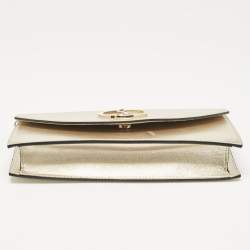 Christian Louboutin Gold Leather Loubi54 Clutch Bag