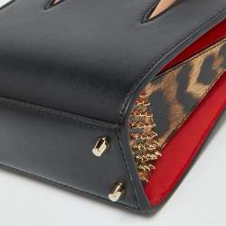 Pre Owned Christian Louboutin Black Leather Nano 2Way Spike Paloma Tote