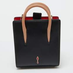 Pre Owned Christian Louboutin Black Leather Nano 2Way Spike Paloma Tote