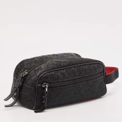 Christian Louboutin Black Textured Rubber Blaster Toiletry Pouch