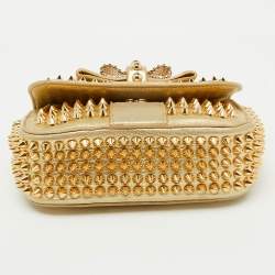 Christian Louboutin Gold Leather Mini Spiked Sweet Charity Crossbody Bag