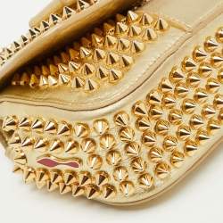 Christian Louboutin Gold Leather Mini Spiked Sweet Charity Crossbody Bag