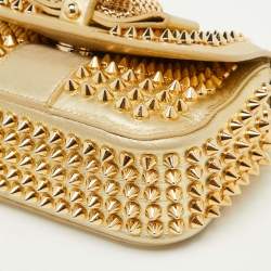Christian Louboutin Gold Leather Mini Spiked Sweet Charity Crossbody Bag