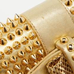 Christian Louboutin Gold Leather Mini Spiked Sweet Charity Crossbody Bag