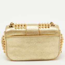 Christian Louboutin Gold Leather Mini Spiked Sweet Charity Crossbody Bag