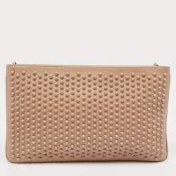 Christian Louboutin Beige Leather Spike Clutch Bag
