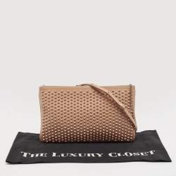 Christian Louboutin Beige Leather Spike Clutch Bag