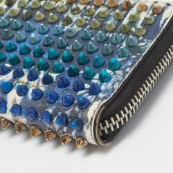 Christian Louboutin Multicolor Leather Panettone Spikes  Zip Around Wallet