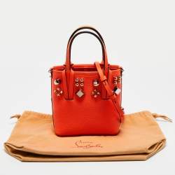Christian Louboutin Neon Orange Leather Mini Embellished N/S Cabata Tote