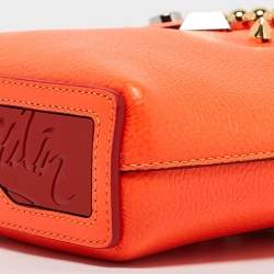 Christian Louboutin Neon Orange Leather Mini Embellished N/S Cabata Tote