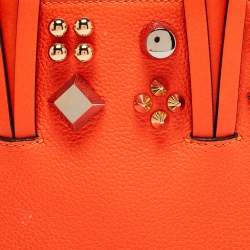Christian Louboutin Neon Orange Leather Mini Embellished N/S Cabata Tote