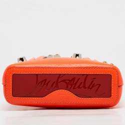 Christian Louboutin Neon Orange Leather Mini Embellished N/S Cabata Tote