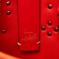 Christian Louboutin Neon Orange Leather Mini Embellished N/S Cabata Tote