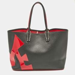 Pre Owned Christian Louboutin Black/Red Patent and Leather Cabata Love Tote