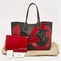 Pre Owned Christian Louboutin Black/Red Patent and Leather Cabata Love Tote