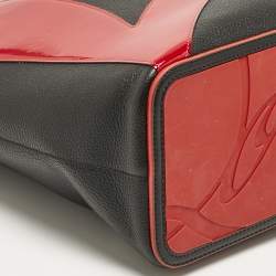 Pre Owned Christian Louboutin Black/Red Patent and Leather Cabata Love Tote