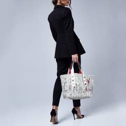 Christian Louboutin White Toile Monogram Coated Canvas and Leather Cabata Tote