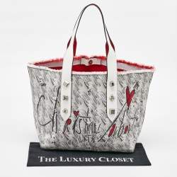 Christian Louboutin White Toile Monogram Coated Canvas and Leather Cabata Tote