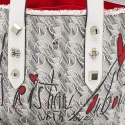 Christian Louboutin White Toile Monogram Coated Canvas and Leather Cabata Tote