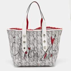 Christian Louboutin White Toile Monogram Coated Canvas and Leather Cabata Tote
