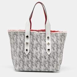 Christian Louboutin White Toile Monogram Coated Canvas and Leather Cabata Tote