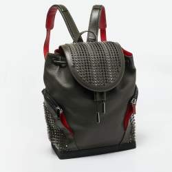 Christian Louboutin Olive Green/BlackLeather and Rubber Explorafunk Backpack