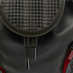 Christian Louboutin Olive Green/BlackLeather and Rubber Explorafunk Backpack