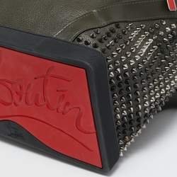 Christian Louboutin Olive Green/BlackLeather and Rubber Explorafunk Backpack