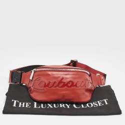 Christian Louboutin Red/Black Leather and Mesh Marie Jane Waist Bag