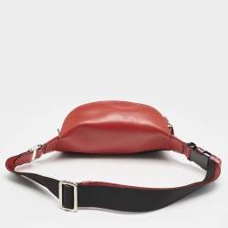 Christian Louboutin Red/Black Leather and Mesh Marie Jane Waist Bag