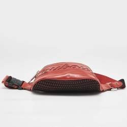 Christian Louboutin Red/Black Leather and Mesh Marie Jane Waist Bag