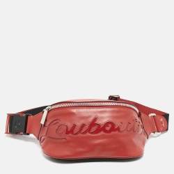 Christian Louboutin Red/Black Leather and Mesh Marie Jane Waist Bag