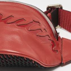 Christian Louboutin Red/Black Leather and Mesh Marie Jane Waist Bag