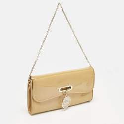 Christian Louboutin Beige Patent Leather Riviera Chain Clutch