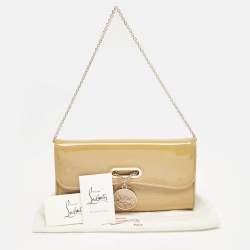 Christian Louboutin Beige Patent Leather Riviera Chain Clutch