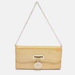 Christian Louboutin Beige Patent Leather Riviera Chain Clutch