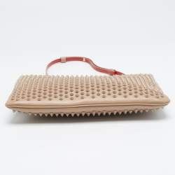 Christian Louboutin Beige Leather Spiked Strap Pouch