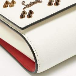 Christian Louboutin White Leather Paloma Studded Chain Clutch
