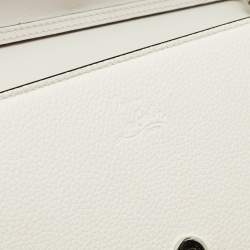 Christian Louboutin White Leather Paloma Studded Chain Clutch