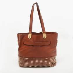 Christian Louboutin Brown Leather Sybil Spike Tote