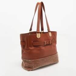 Christian Louboutin Brown Leather Sybil Spike Tote