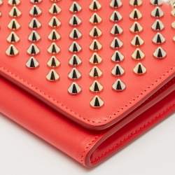 Christian Louboutin Red Leather Macaron Spike Continental Wallet