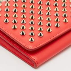Christian Louboutin Red Leather Macaron Spike Continental Wallet