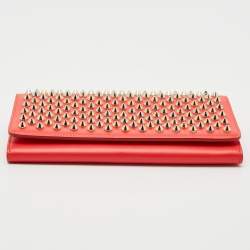 Christian Louboutin Red Leather Macaron Spike Continental Wallet