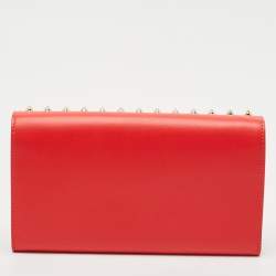 Christian Louboutin Red Leather Macaron Spike Continental Wallet