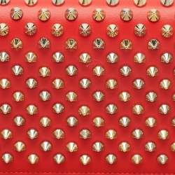 Christian Louboutin Red Leather Macaron Spike Continental Wallet