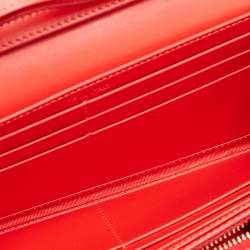 Christian Louboutin Red Leather Macaron Spike Continental Wallet